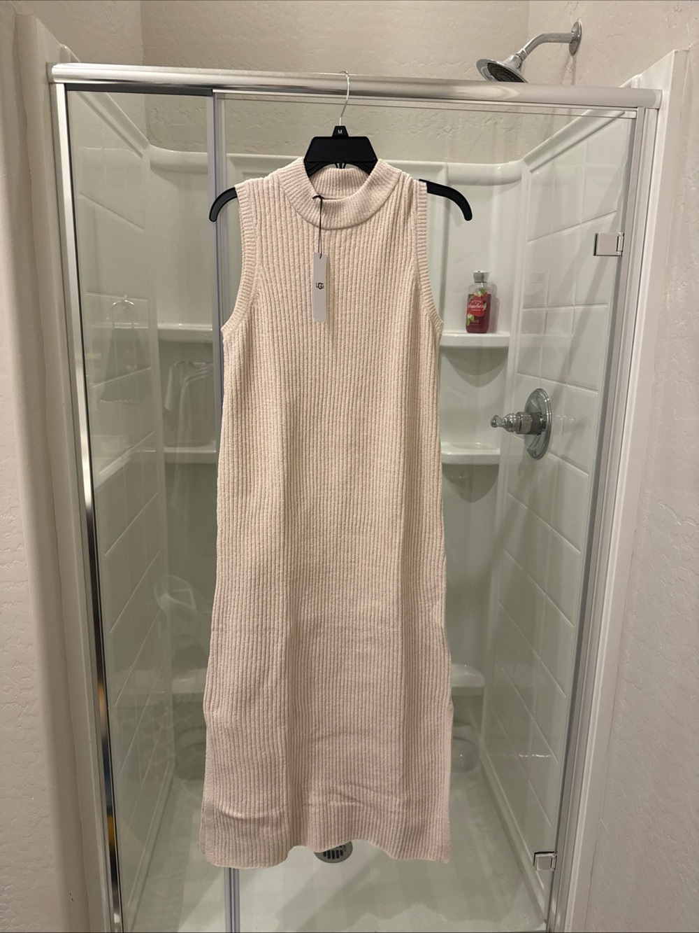 UGG Cream Sleeveless Ribbed Mock-Neck Midi Dress